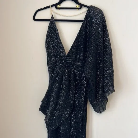 Black Backless Sequins Wedding Dress Prom Gown - Picture 6 of 10